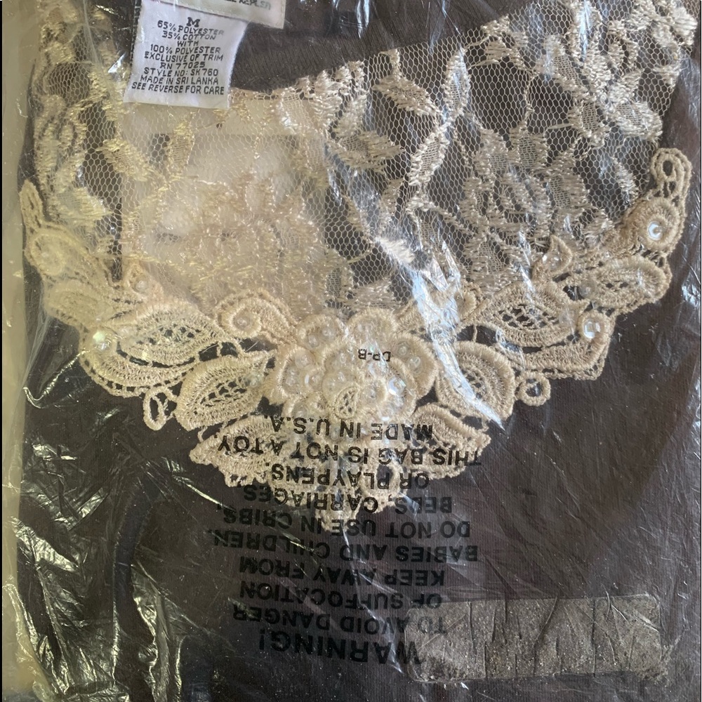 New Lace Afternoon Long Sleeve Lace Sequin Top M